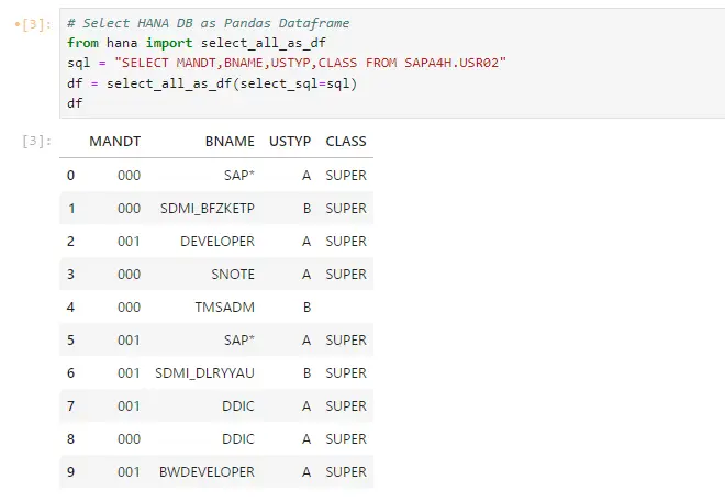 PythonからSAP HANAのDBに接続してデータをSELECTする