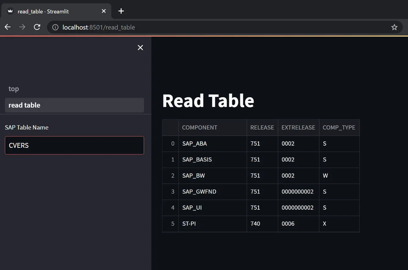 Streamlitを使ってSAP情報を表示するWEBアプリを作ってみた